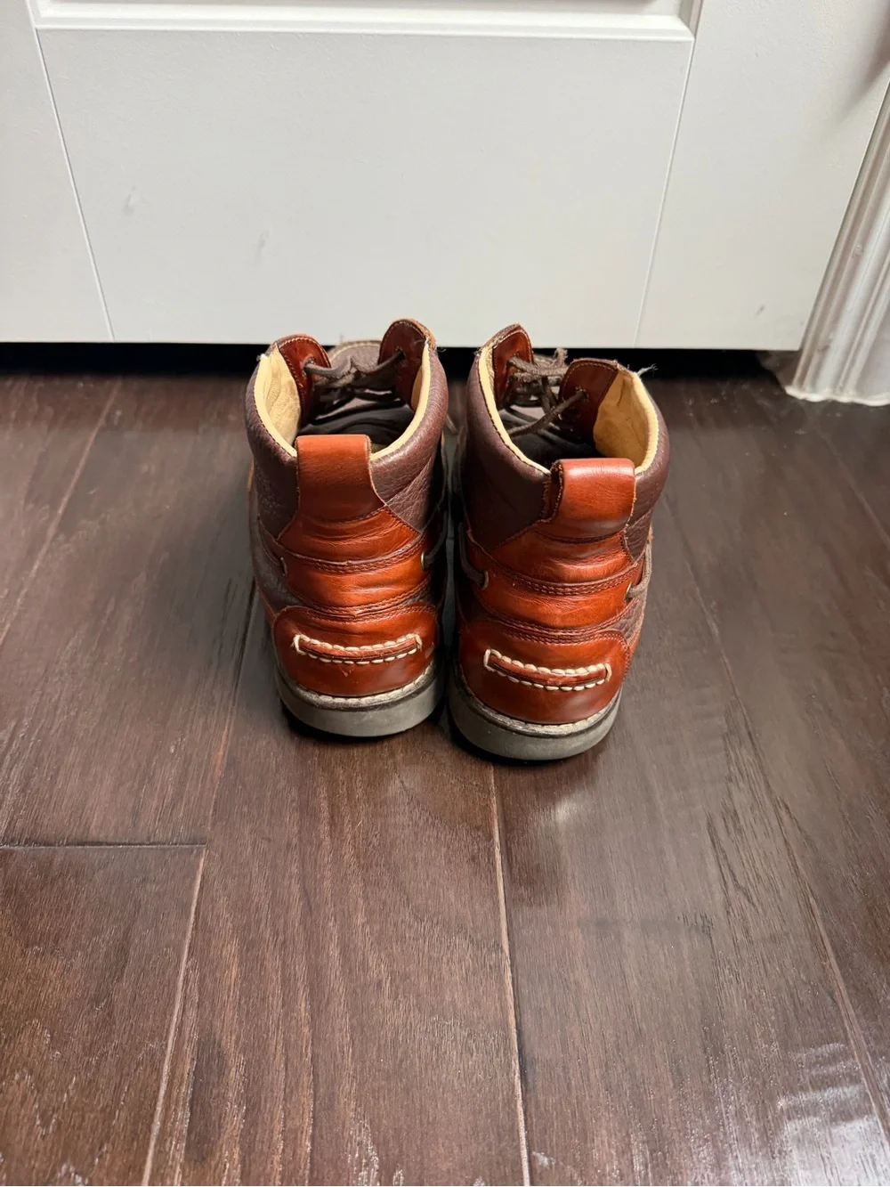L.L. Bean Men's Two-Tone Brown and Chestnut Leather Moc Toe Boots